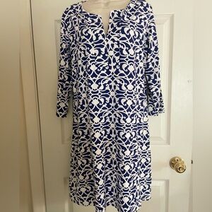 Navy and White Long Sleeve Barbara‎ Gerwit Dress